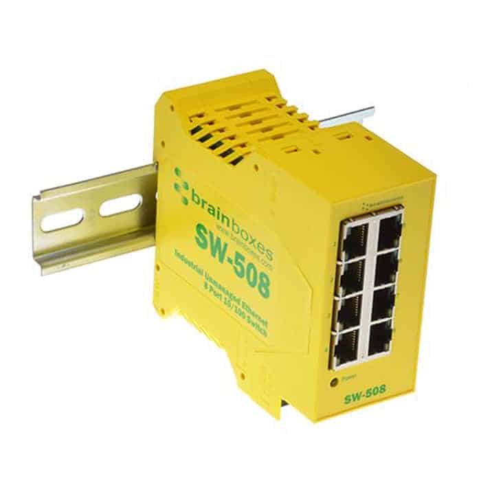 (image for) Brainboxes SW-508 8 Port Industrial DIN Rail Gigabit Switch